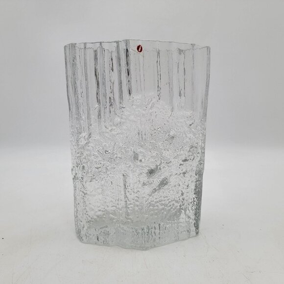 Iittala Tapio Wirkkala Pinus Vase Clear Glass Textured Design Finland 9